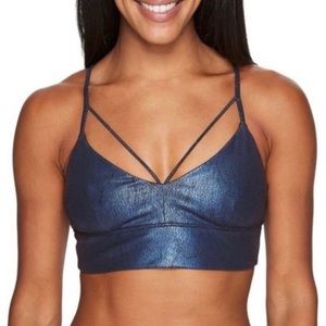 Alo Spotlight Sports Bra Metallic Blue Size S